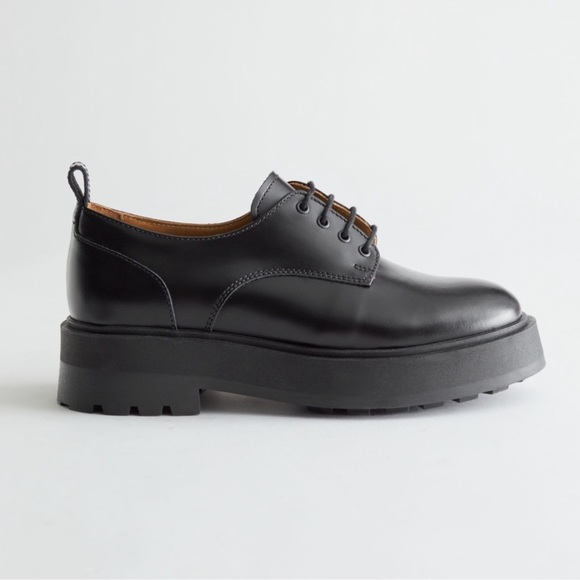 & Other Stories Chunky Leather Oxfords | Black | Size US 6.5 / EU 36 | GUC - Picture 16 of 17